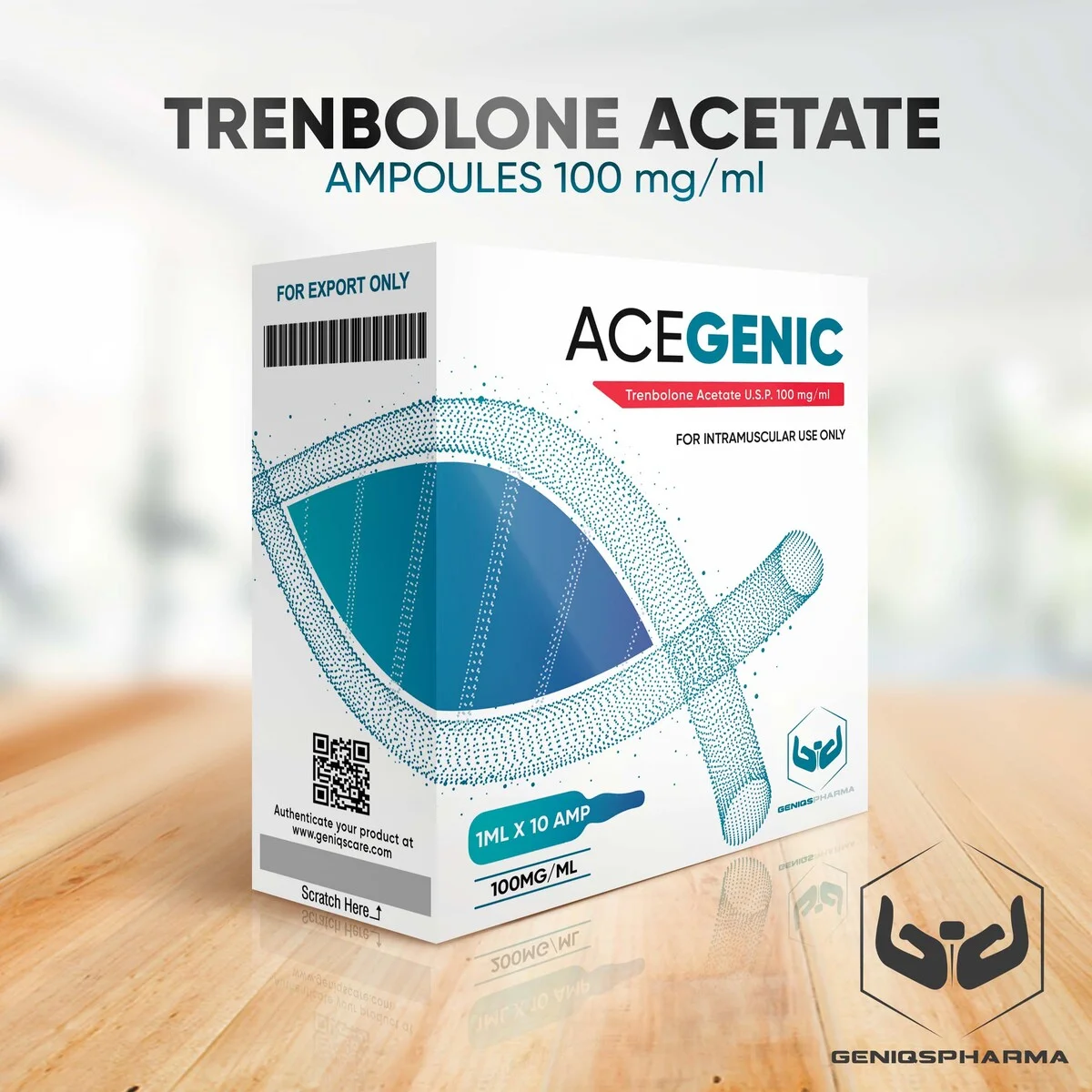 Geniqspharma - Acegenic (Trenbolone Acetate Injection U.S.P.) - 100mg/ml - 10 Ampoules x 1ml