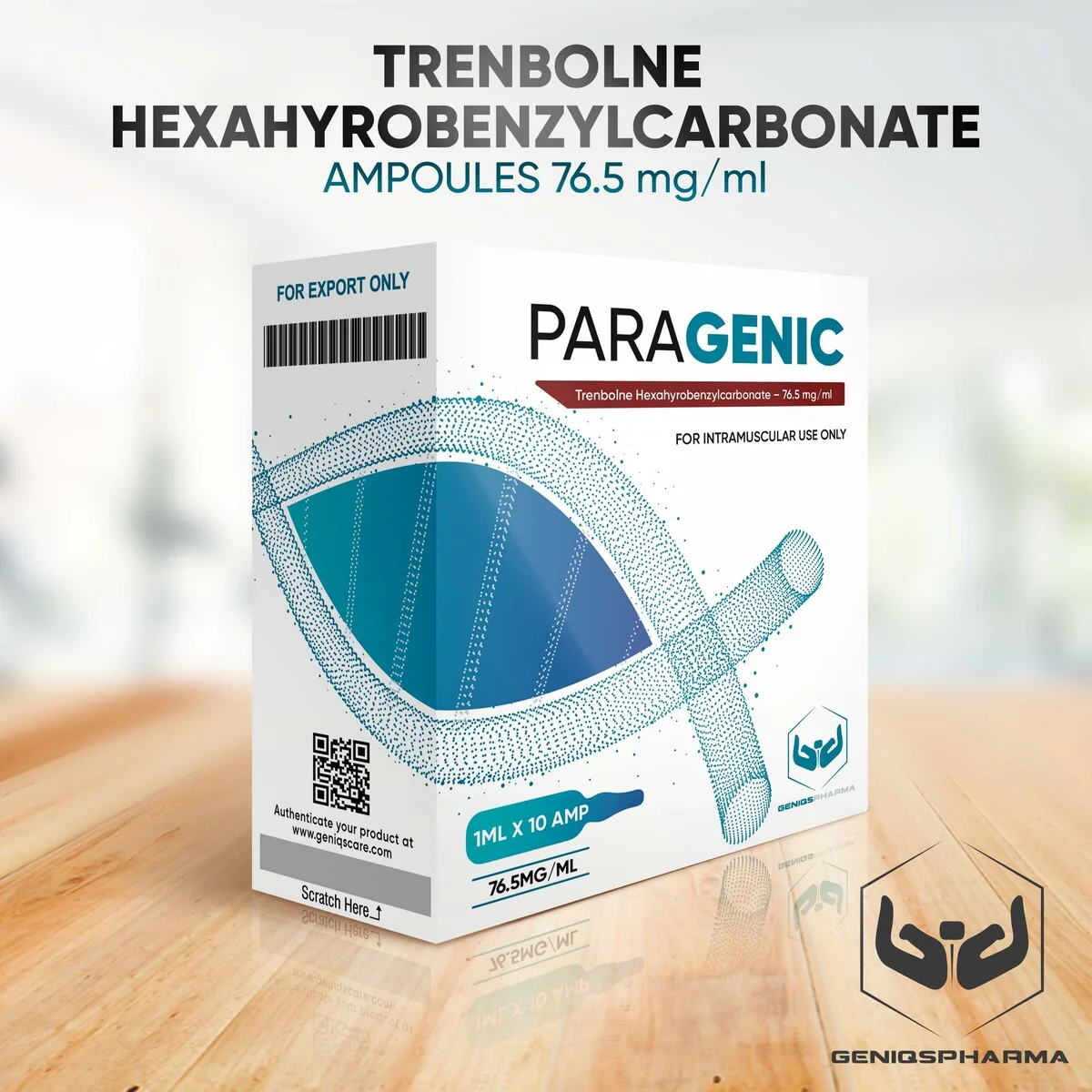 Geniqspharma - Paragenic (Trenbolone Hexahydrobenzylcarbonate Injection) - 76.5mg/ml - 10 Ampoules x 1ml